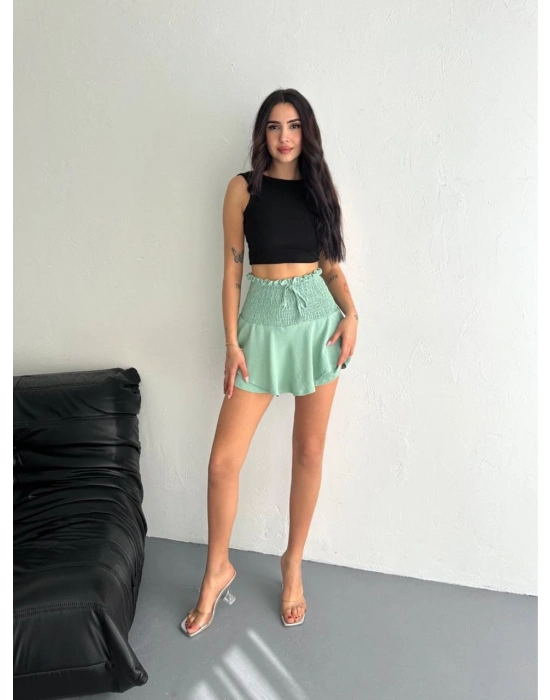 Kadın Ayrobin Şortlu Etek - Su Yeşili