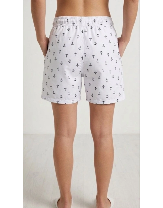 Kadın Deniz Şortu Fermuarlı Cepli File Astarlı Hızlı Kuruyan Premium - Beyaz