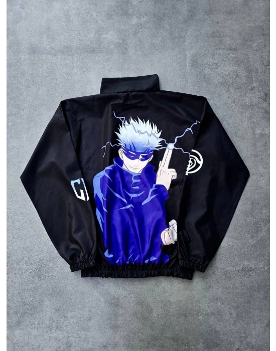 Kadın Fermuarlı Dijital Baskılı Rüzgarlık - Siyah