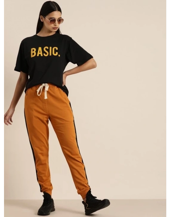Kadın Kısa Kol Yazlık Tişört Bisiklet Yaka BASIC Baskılı T-Shirt - Siyah