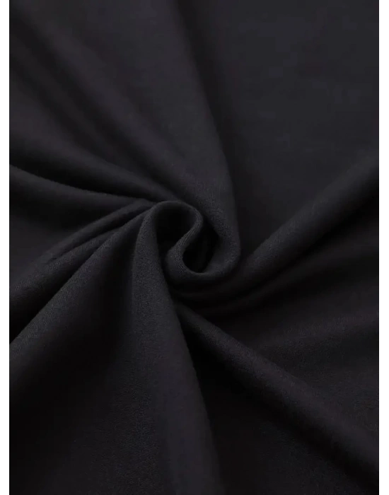 Kadın Kısa Kol Yazlık Tişört Bisiklet Yaka Baskılı Oversize T-Shirt - Siyah