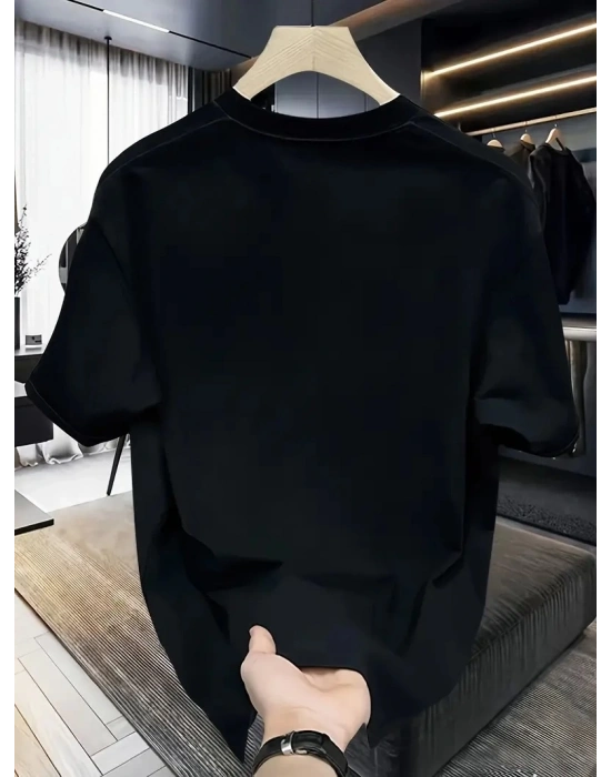 Kadın T-Shirt Bisiklet Yaka Kısa kol Baskılı Tişört - Siyah