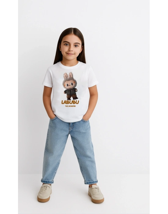 Kız Çocuk Baskılı T-Shirt - Beyaz