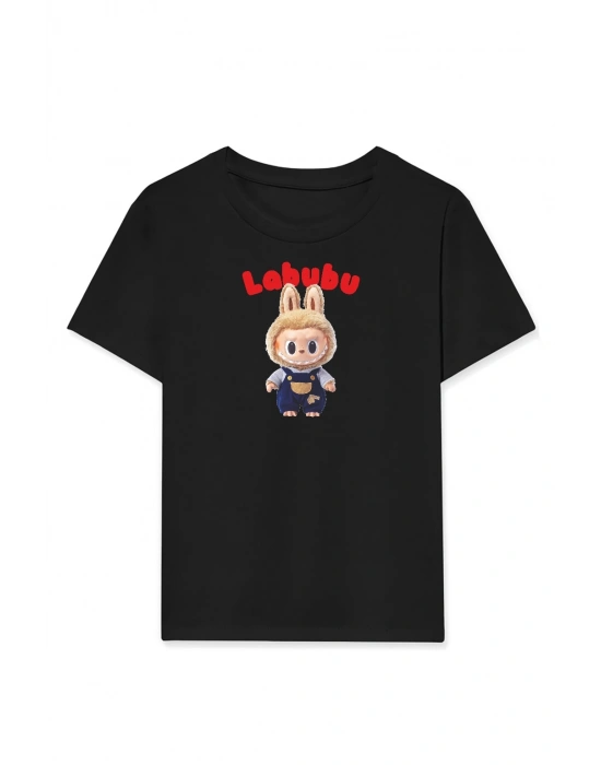 Kız Labubu Çocuk Baskılı T-Shirt - Beyaz