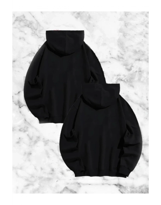 Örümcek Baskılı Sevgili Çift Kombini Kapüşonlu Sweatshirt & Hoodie - Siyah