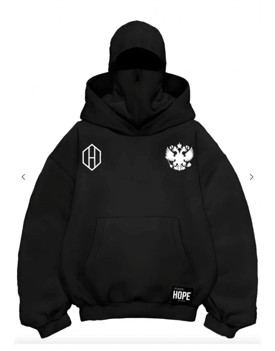 Samuray Ninja Çift Kapşonlu ZIP Fermuarlı Kanguru Çepli Tam Fermuarlı ön Arka - Siyah