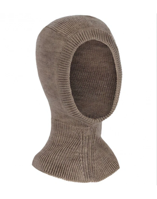 Tam Kalıp Boğazlı Dokuma Triko Bere - Vizon