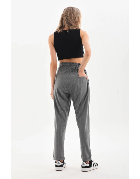 Toptan Jogger Pantolon - çizgili kumaş duble paça