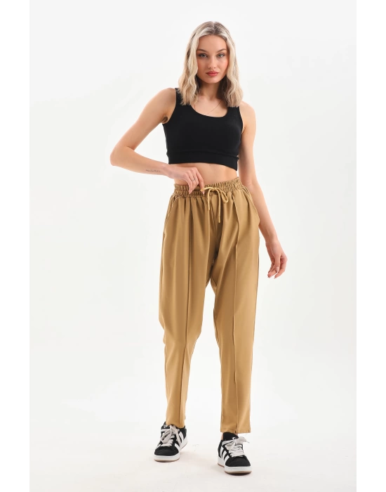 Toptan Jogger Pantolon - Önü Pileli ve Düz Reşme Paça