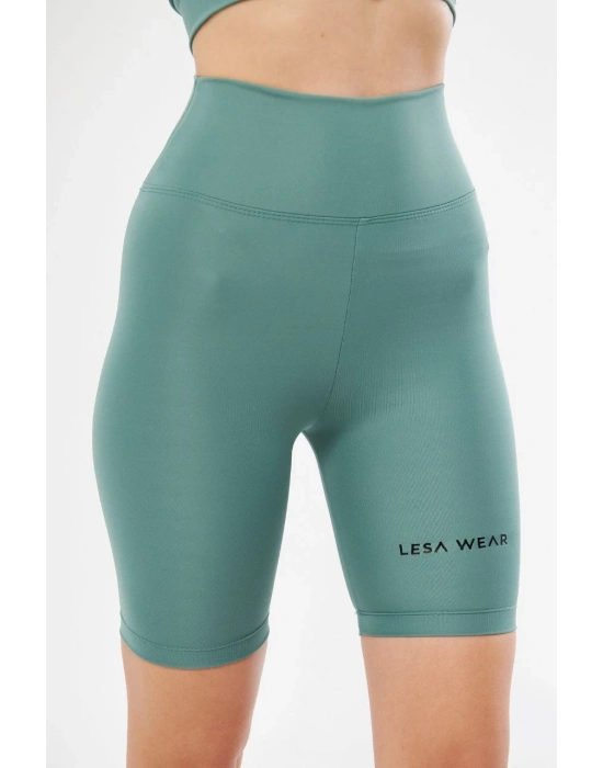 Yüksek Bel Biker Sporcu Şort - Mint Yeşili