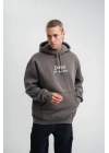 Erkek 3 İplik Kapüşonlu Hoodie Dijital Patchli SweatShirt - Füme