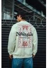 Erkek 3 iplik Pamuklu Bisiklet Yaka Baskılı SweatShirt - Beyaz