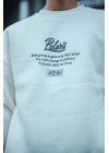 Erkek 3 iplik pamuklu Bisiklet Yaka Ön Ve Arka Baskılı SweatShirt - Beyaz