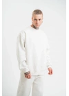 ERKEK 3 İplik Pamuklu Bisiklet Yaka Yıkamalı SweatShirt - Beyaz