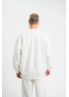ERKEK 3 İplik Pamuklu Bisiklet Yaka Yıkamalı SweatShirt - Beyaz