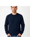 Erkek 3 İplik Pamuklu Düz Bisiklet Yaka SweatShirt - Lacivert