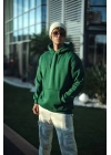 Erkek 3 İplik Pamuklu Kapüşonlu Basic SweatShirt Hoodie - Haki