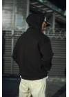Erkek 3 İplik Pamuklu Kapüşonlu Basic SweatShirt Hoodie - Siyah