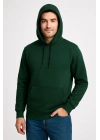 Erkek 3 İplik Pamuklu Kapüşonlu Kanguru Cepli SweatShirt hoodie - Haki