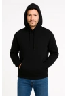 Erkek 3 İplik Pamuklu Kapüşonlu Kanguru Cepli SweatShirt hoodie - Siyah
