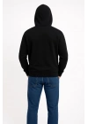 Erkek 3 İplik Pamuklu Kapüşonlu Kanguru Cepli SweatShirt hoodie - Siyah