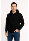 Erkek 3 İplik Pamuklu Kapüşonlu Kanguru Cepli SweatShirt hoodie - Siyah