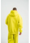ERKEK 3 İplik Pamuklu Oversize Kapşonlu SweatShirt Hoodie - Sarı