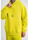 ERKEK 3 İplik Pamuklu Oversize Kapşonlu SweatShirt Hoodie - Sarı