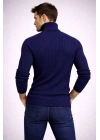 Erkek Balıkçı Yaka Boğazlı Triko Kazak Kalın Fitilli Regular Fit - Lacivert