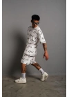 Erkek Baskılı İkili Şortlu Alt-Üst Takım - Beyaz