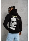 Erkek Baskılı Kapüşonlu 3 iplik pamuklu hoodie Sweatshirt - Siyah