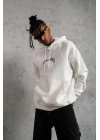 Erkek Baskılı Kapüşonlu ve Kanguru Cepli Sweatshirt hoodie - Beyaz