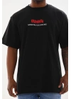Erkek Baskılı T-Shirt Kısa Kol Bisiklet Yaka Rahat Kalıp Tişört  - Siyah