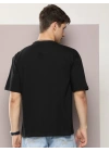 Erkek Baskılı T-Shirt Kısa Kol Bisiklet Yaka Regular Fit Rahat Kalıp Tişört - Siyah