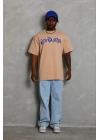 Erkek Baskılı T-Shirt Kısa Kol Bisiklet Yaka Regular Fit Tişört - Bej
