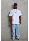 Erkek Baskılı T-Shirt Kısa Kol Bisiklet Yaka Regular Fit Tişört - Beyaz