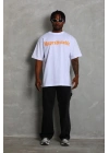 Erkek Baskılı T-Shirt Kısa Kol Bisiklet Yaka Regular Fit Tişört - Beyaz