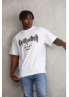 Erkek Baskılı T-Shirt Kısa Kol Bisiklet Yaka Regular Fit Tişört - Beyaz