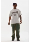 Erkek Baskılı T-Shirt Kısa Kol Bisiklet Yaka Regular Fit Tişört - Gri