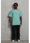 Erkek Baskılı T-Shirt Kısa Kol Bisiklet Yaka Regular Fit Tişört - Mint Yeşili