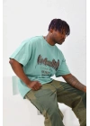 Erkek Baskılı T-Shirt Kısa Kol Bisiklet Yaka Regular Fit Tişört - Mint Yeşili