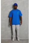 Erkek Baskılı T-Shirt Kısa Kol Bisiklet Yaka Regular Fit Tişört - Saks Mavisi