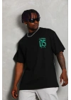 Erkek Baskılı T-Shirt Kısa Kol Bisiklet Yaka Regular Fit Tişört - Siyah