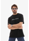 Erkek Baskılı T-Shirt Kısa Kol Bisiklet Yaka Regular Fit Tişört - Siyah