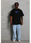 Erkek Baskılı T-Shirt Kısa Kol Bisiklet Yaka Regular Fit Tişört - Siyah