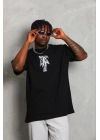 Erkek Baskılı T-Shirt Kısa Kol Bisiklet Yaka Regular Fit Tişört - Siyah