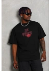 Erkek Baskılı T-Shirt Kısa Kol Bisiklet Yaka Regular Fit Tişört - Siyah