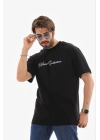 Erkek Baskılı T-Shirt Kısa Kol Bisiklet Yaka Regular Fit Tişört - Siyah