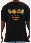 Erkek Baskılı T-Shirt Kısa Kol Bisiklet Yaka Regular Fit Tişört - Siyah