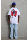 Erkek Baskılı Tişört Kısa Kol Bisiklet Yaka Oversize T-Shirt - Beyaz